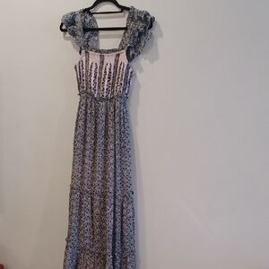 Jessica Simpson Pink and Navy Floral Maxi Dress